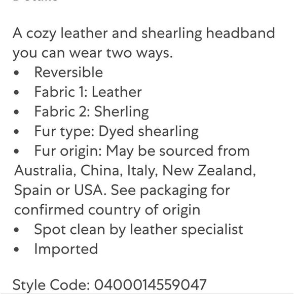 Ugg Reversible Leather & Shearling Headband- Chestnut main image 5